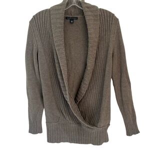 Banana Republic Womens Brown Collar Wrap Cross Over Sweater Size XS